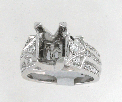 14k White Gold Semi Mount Round Cut Diamonds Channel Set Shank Ring 0.98 Ctw 