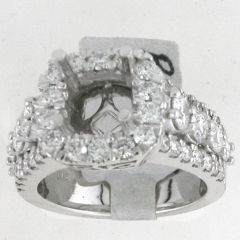 14k White Gold Semi Mount Round Cut Diamonds Halo Split Shank Ring 2.15 Ctw 