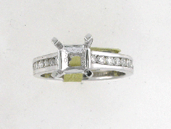 14k White Gold Semi Mount Round Cut Diamonds Channel Set on Shank Engagement Ring 0.56 Ctw 