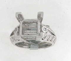 14k White Gold Semi Mount Round Cut Diamonds Spli Shank Ring 0.42 Ctw 