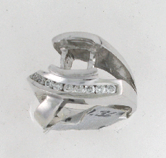 14k White Gold Semi Mount Round Cut Diamonds Channel Set Ring 0.36 Ctw 