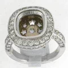 14k White Gold Semi Mount Round Cut Diamonds Halo Ring 1.87 Ctw 