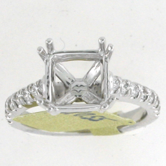14k White Gold Semi Mount Round Cut Diamonds Halo Ring 0.55 Ctw 