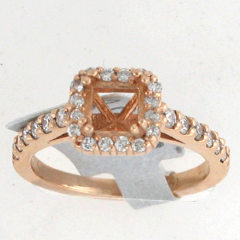 14k White Gold Semi Mount Round Cut Diamonds Halo Ring 0.60 Ctw 