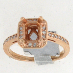 14k Rose Gold Semi Mount Round Cut Diamonds Halo Ring 0.26 Ctw