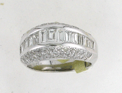 14k White Gold Diamond Baguettes Channel Set and Round Cut Diamonds Wedding Anniversary Band 2.30 Ctw 