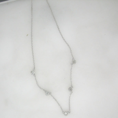 14k 16" White Gold Round Cut Diamonds Bezel Set Diamond by the Yard Necklace 0.88 Ctw 