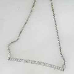 14k White Gold Round Shape Diamonds Adjustable Bracelet