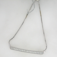 14k White Gold Round Cut Diamonds Adjustable Bracelet