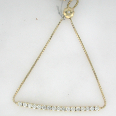 14k Yellow Gold Round Diamonds Adjustable Bracelet