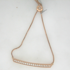 14k Rose Gold Round Diamonds Adjustable Bracelet