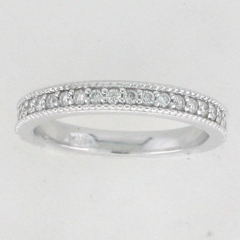 14k White Gold Round Shape Diamonds Wedding Band