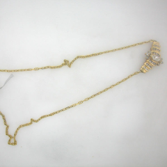14 Yellow Gold 16" Marquise Center Stone and Round Channel Set Necklace 
