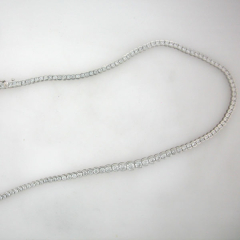 18k White Gold 16" Round Shape Diamond Tennis Necklace