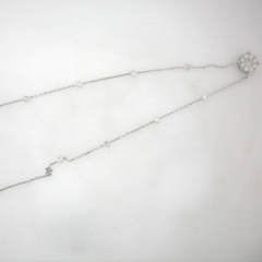 14k White Gpld 16" Diamond by the Yard Round Cluster Diamond Pendant Necklace