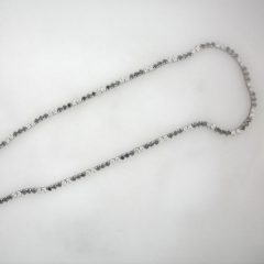 18k White Gold 16" White and Black Cut Diamond Tennis Necklace
