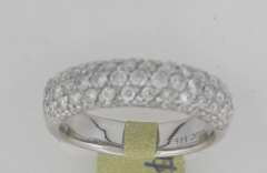 14k White Round Cluster Diamonds Anniversary Band 