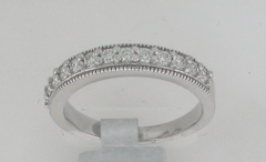 14k White Round Diamonds Milligree Wedding Band 