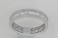 14k White Gold Round Diamonds and Diamond Baguettes Channel Set Eternity Wedding Band 