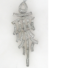 14k White Gold Rounnd Diamonds Chandelier Pendant 