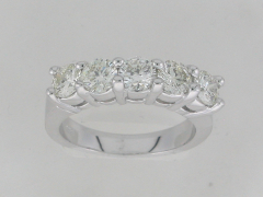 14k White Gold Five Stone Round Diamonds Wedding Band 