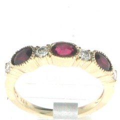 14k Yellow Gold Three Ruby Stones 1.06 Cts 