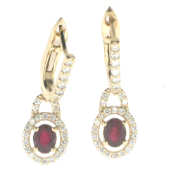 14k Yellow Gold Ruby Earrings 0.60 Cts