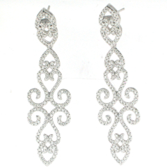 14k White Gold Diamond Chandelier Earrings 1.71 Cts