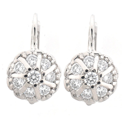 14k Diamond Flower Earrings 1.70 Cts