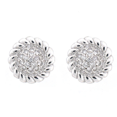 14k Diamond Button Earrings 1.05 Cts