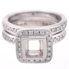 14K 2 Piece Diamond Semi-Mount Bridal Set 0.88 Ctw