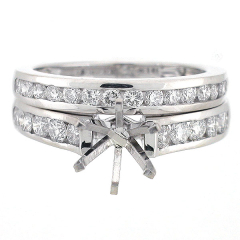 14K Diamond Semi Mount Wedding Set 1.22 Ct
