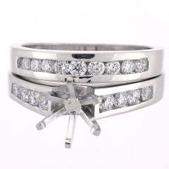 14K Diamond Semi Mount Wedding Set 0.81 Ct