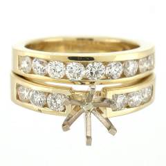 14k Yellow Gold Diamond Semi Mount Wedding Set 1.50 Ct