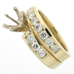 14k Yellow Gold Diamond Semi Mount Wedding Set 1.50 Ct