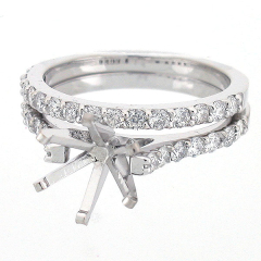14K Diamond Semi Mount Wedding Set 0.87 Ct