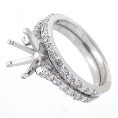 14K Diamond Semi Mount Wedding Set 0.87 Ct