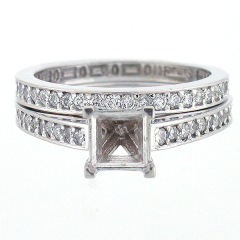 14K Diamond Semi Mount Wedding Set 1.23 Ct