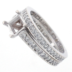 14K Diamond Semi Mount Wedding Set 1.23 Ct