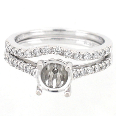 14K 2 Piece Diamond Semi Mount Bridal Set 0.49 Ctw
