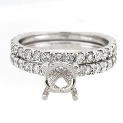 14k White Gold Semi Mount Diamond Bridal Set 1.07 Cts
