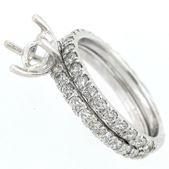 14k White Gold Semi Mount Diamond Bridal Set 1.07 Cts