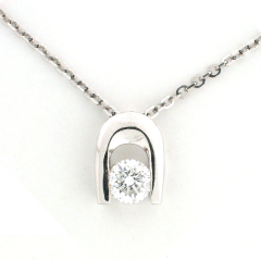 14k White Gold Horseshoe Diamond Pendant 1.03 Cts