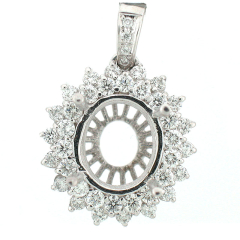 14k Princess Diana Inspired Semi-Mount Diamond Pendant 1.3 Cts.