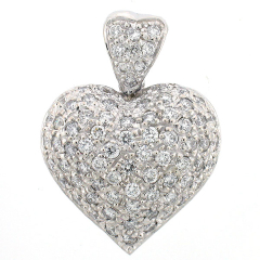 14k Ladies Diamond Heart Pendant 2.60 Cts