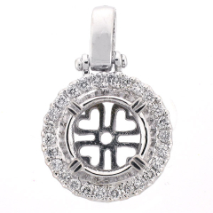 14k Ladies' Diamond Halo Semi Mount Pendant 0.54 Cts