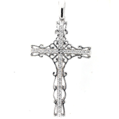 14k Vintage Style Diamond Cross Pendant 0.63 Cts