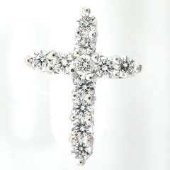 14k White Gold Diamond Cross Pendant 1.26 Cts
