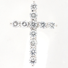 14k White Gold Diamond Cross Pendant 0.92 Cts