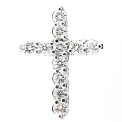 14k White Gold Diamond Cross Pendant 0.82 Cts
